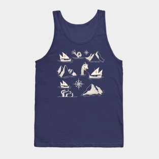 Medieval Nautical Sea Creatures Map Blue Tank Top